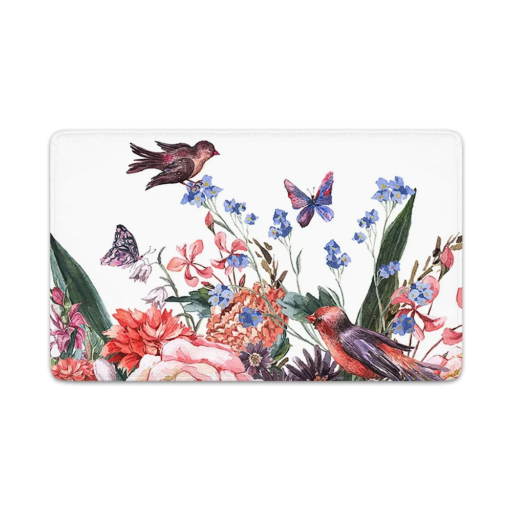 

CLOOCL Fashion Floral Birds Doormats Flannel 3D Carpets Indoor Hallway Kitchen Mats Funny Home Deco 40x60CM Dropshipping