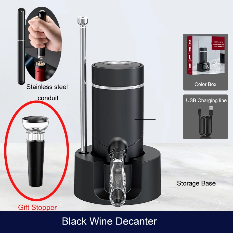 

Автоматический Графин для вина, диспенсер с основанием, Быстрое нагревание, USB Перезаряжаемый Электрический аэратор для винного графина Pourer для бара, вечеринки