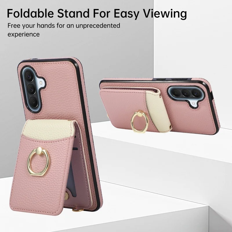 Фото Кожаный чехол-накладка с ремешком для Samsung Galaxy A07 A27 A57 A37 A17 A56 A36 A16 A55 A35 A15 A54 A34 A14 A13 A53 A33 №2