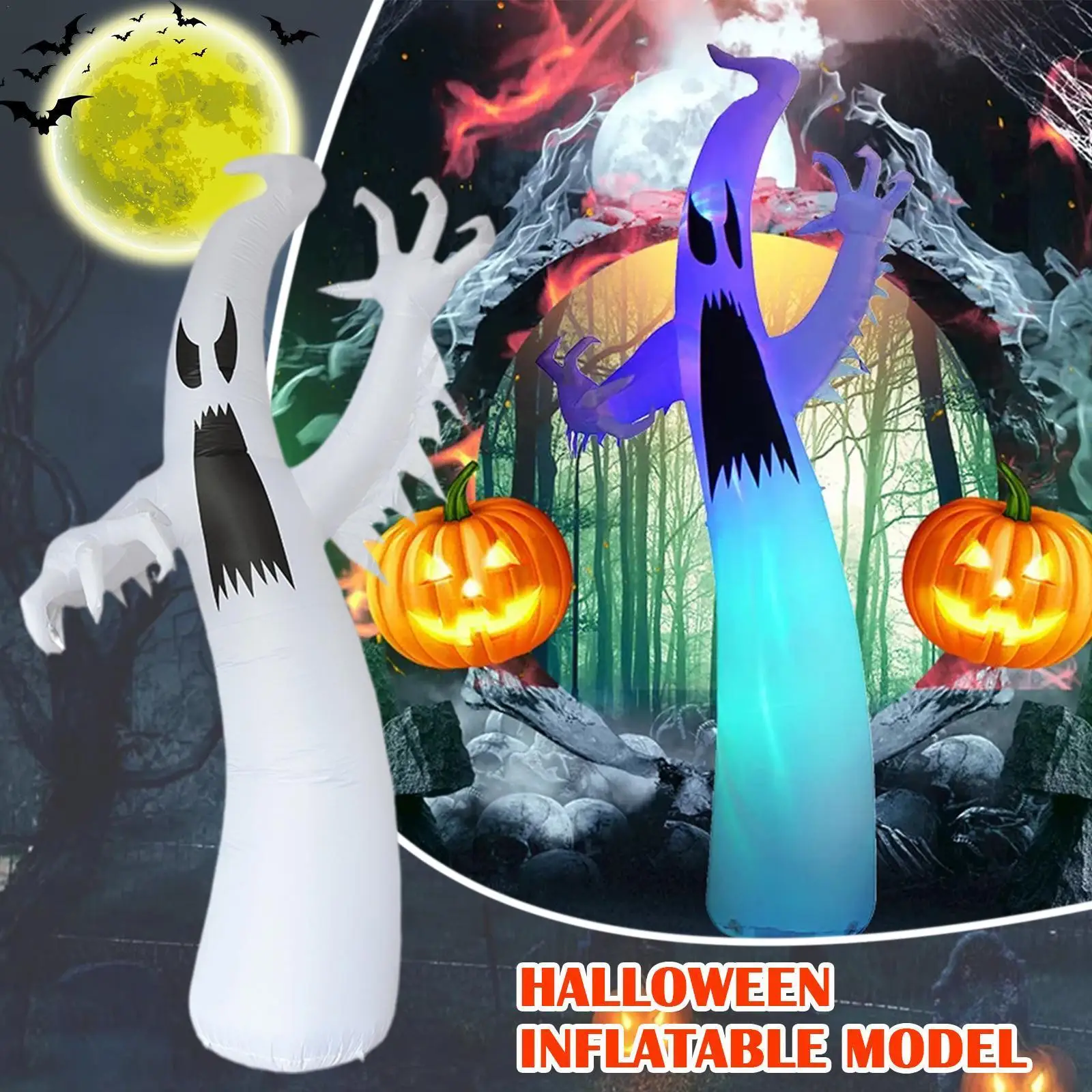 

Halloween Inflatable Model Scary Style With Outdoor Color Garden Changing Led Props Model Glowing Decor N9e7