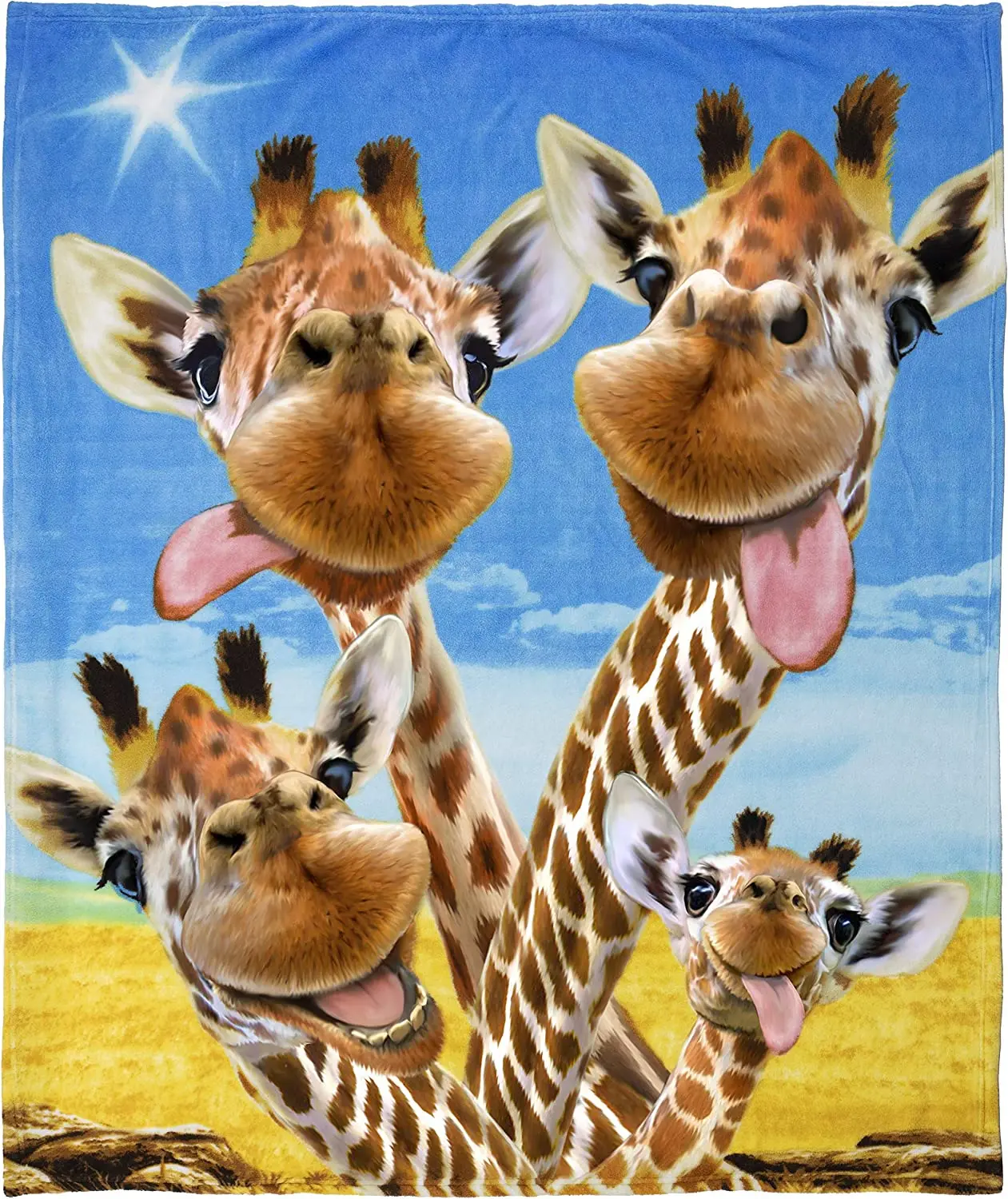 

Giraffe Selfie Super Soft Plush Fleece Throw Blanket