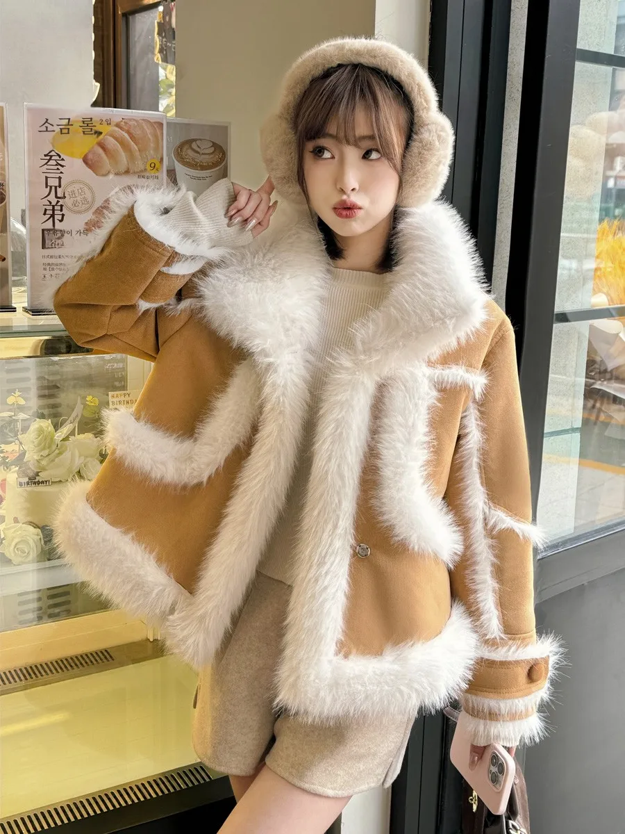 Меховая интегрированная верхняя одежда для женщин 2024 меховая новая зимняя с