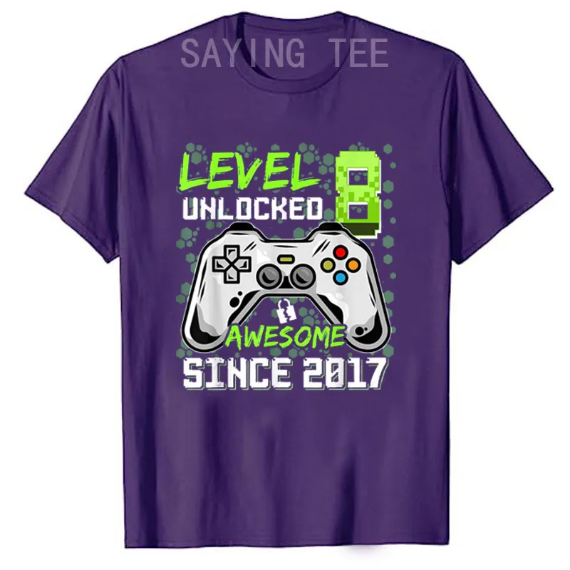 Уровень 8 разблокированный потрясающий с 2017 г. игровая футболка для мальчиков на