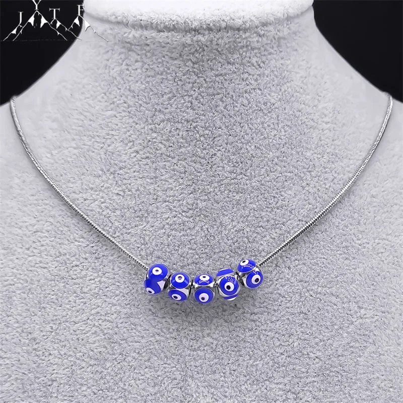 

Vintage Evil Blue Eye Beads Pendant Necklace for Women Stainless Steel Turkish Eye Necklaces Lucky Choker Jewelry Gift ojo turco