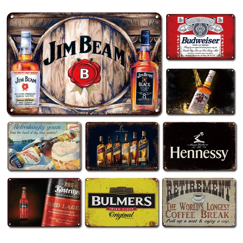 

Vintage Beer Signs Retro Bar Pub Poster Metal Plate Tin Sign Shabby Chic Man Cave Garden Living Room Wall Decoration Plaques