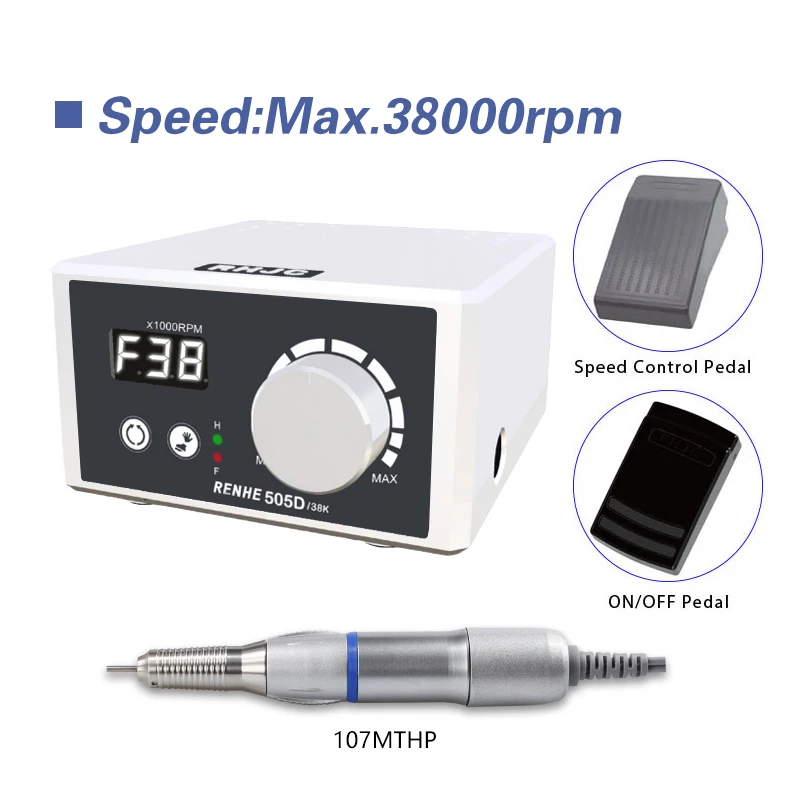 RHJC RENHE 505D 80 Вт 38000 об/мин микромотор цифровой дисплей скорость 2 35 мм цанга 107MT