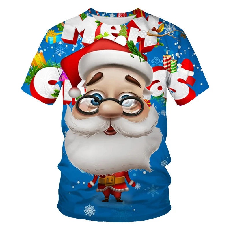 

Spring/Summer oversized Men's T-shirt 3D Santa Claus Printed T-shirt Men's casual sports all-match street fashion hip Hop