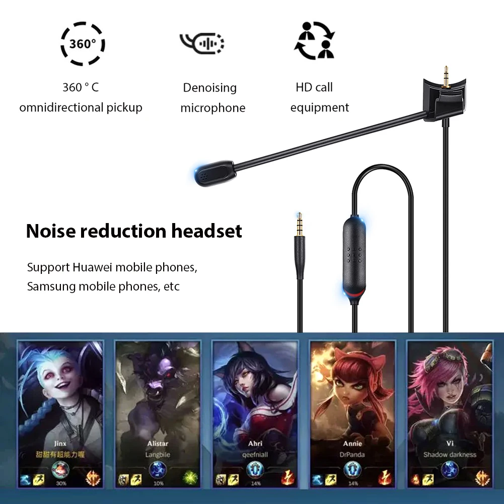 

Games Headphones Microphone 3.5mm Noise Cancelling Microphone Replacement Game Mic 360-degree Omnidirectional Pickup for Phones
