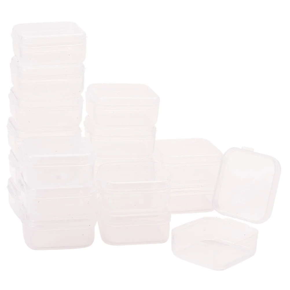 

Mini Clear Box Storage Boxes Emptysmall Case Beads Containers Hinged Earrings Square Set Jewelry Organizer
