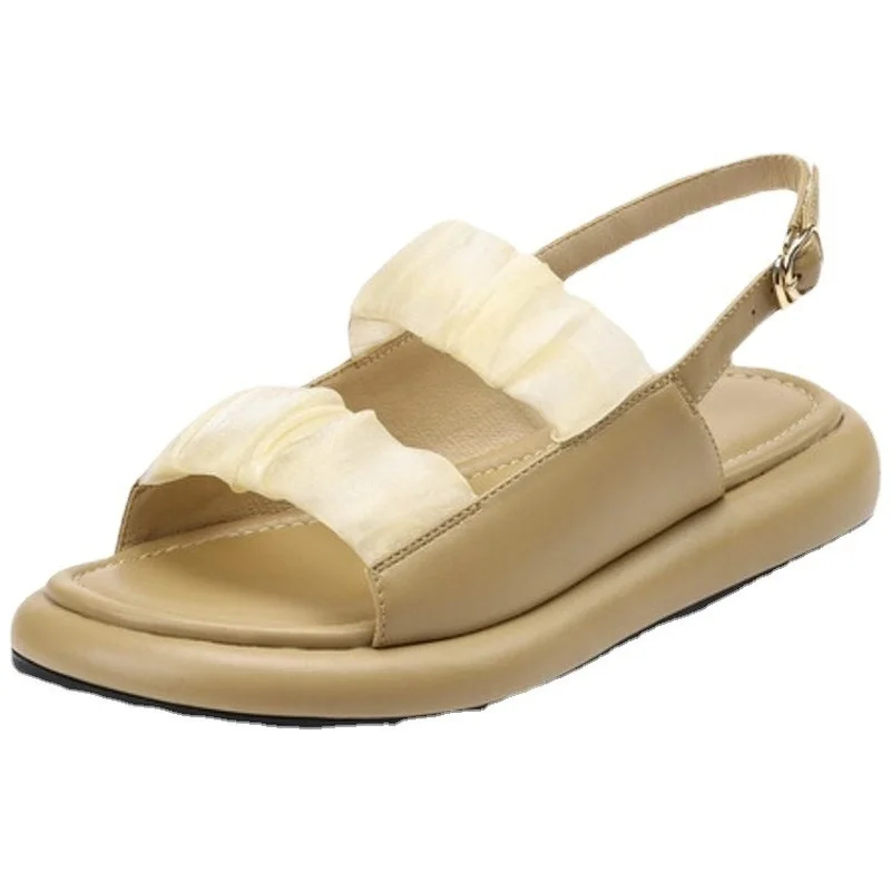 

Сандалии женские на плоской подошве, босоножки с ремешком через одно слово, удобные повседневные Босоножки с открытым носком, на мягкой под...