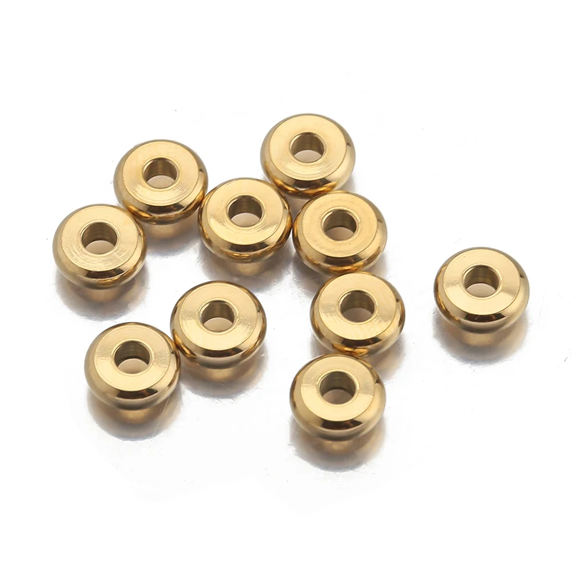 

10 шт., круглые бусины из нержавеющей стали с золотым покрытием, 4/5/6/8/10 мм