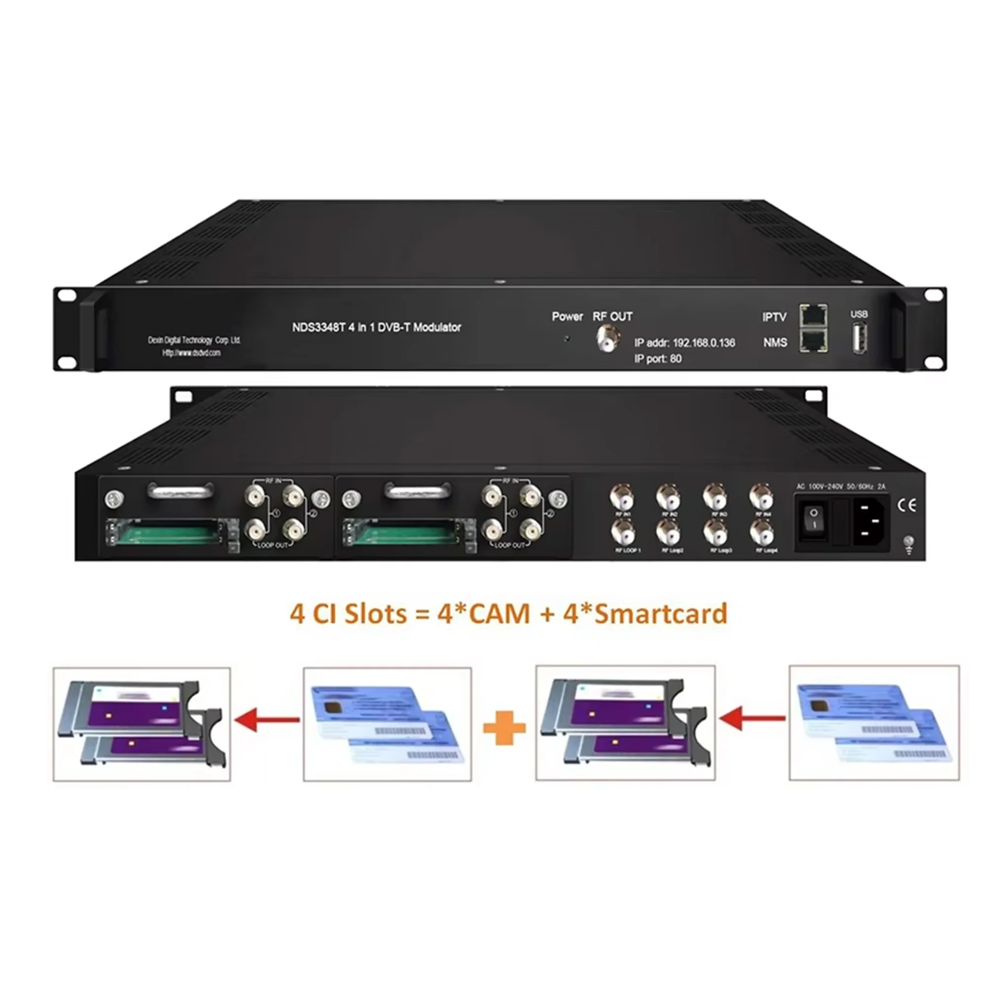 Фото 8-канальный модулятор-тюнер DVB-S2 DVB-T/T2 DVB-C ISDBT RF-IP с 4 слотами CAM и 4 считывателями смарт-карт, ТВ-ресивер для IPTV №4