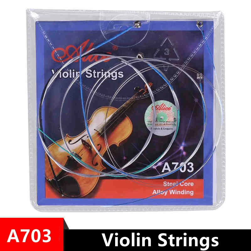 

Alice A703 Professional Stainless Steel Alloy Wound Silver Steel Violin Strings 4 Pieces E A D G For 4/4 3/4 1/2 1/4 1/8 New