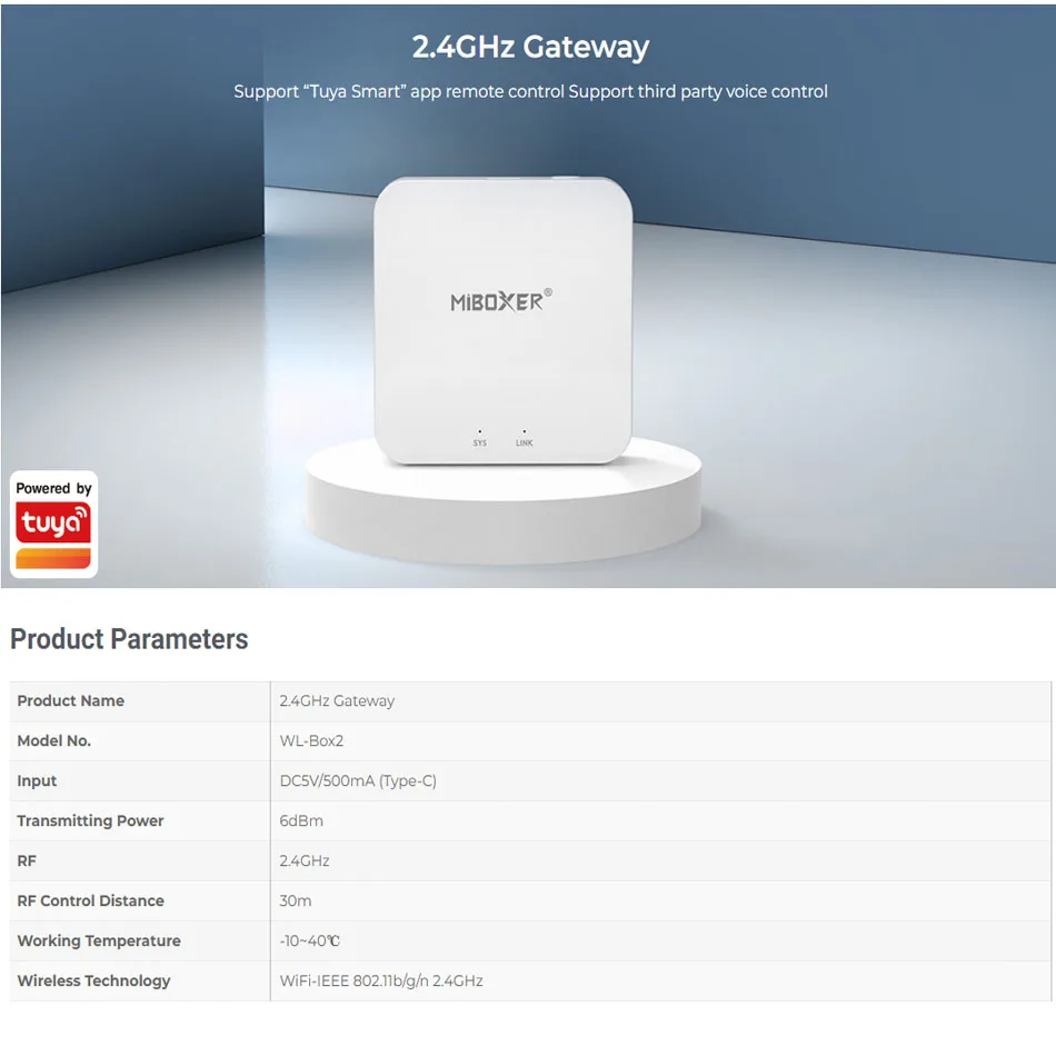 Фото Miboxer WL-IBox2 поддерживает третье наименование, Голосовое управление, беспроводное управление Wi-Fi, подходит для всех 2,4 ГГц светодиодных ламп се... №1
