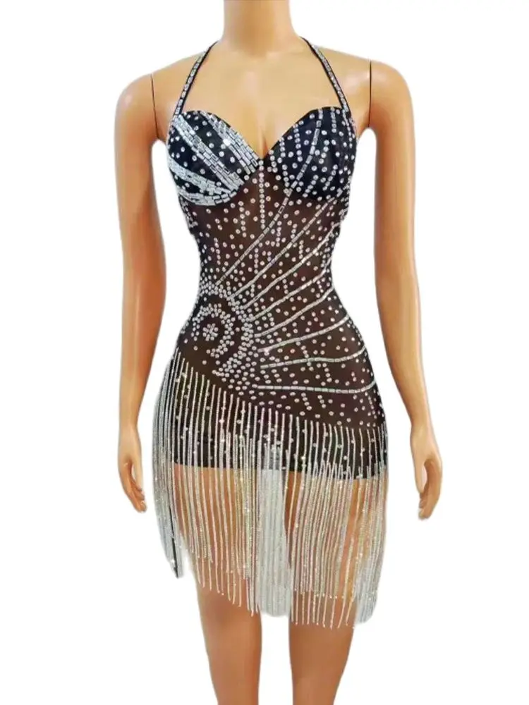 Высококачественное женское платье-облегающее эластичное платье с бахромой и