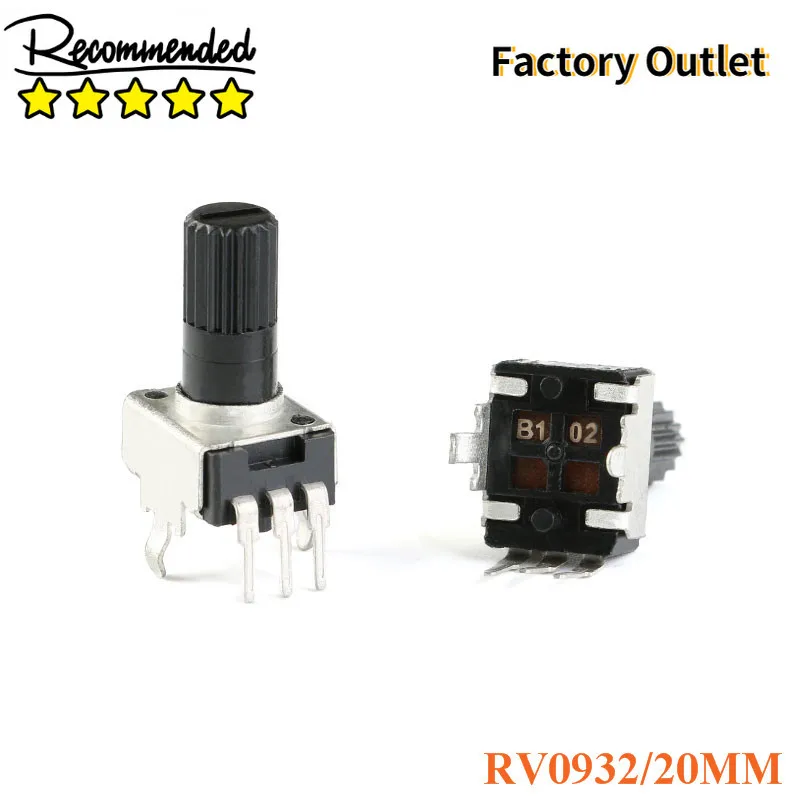 

10pcs RV0932 Potentiometer Adjustable Handle 20MM Round Shaft 1K/102 5K/502 10K/103 50K/503 100K/104 WH09 0932