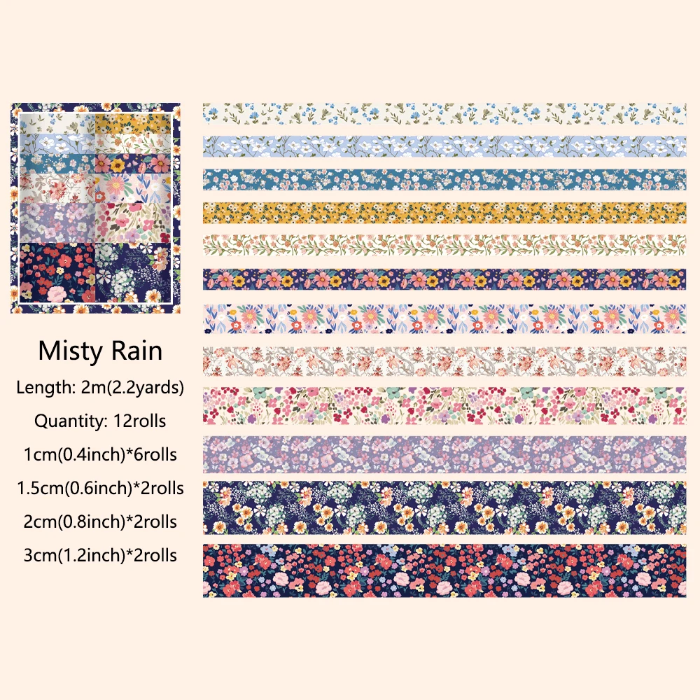 

Набор из 12 рулонов винтажной цветочной washi ленты