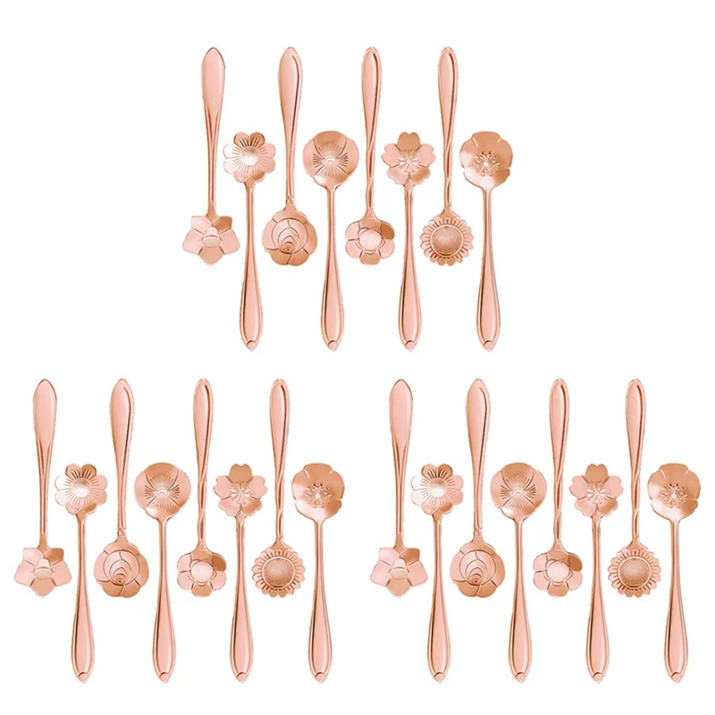 

48 Pcs Set Stainless Steel Flower Coffee Spoon Dessert Sugar Ice Cream Stirring Tea Milkshake Spoon Set For Tableware