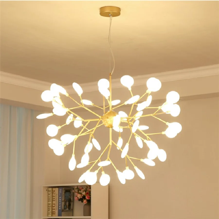 

Modern Firefly Pendant Light Home Decorations Suspension Lamps Dining room Bedroom Kitchen Loft Golden Branch LED Luminaires
