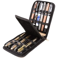large capacity fountain pen case pu leather black color 12 slots pen pouch bag capacity business office unisex pen durable