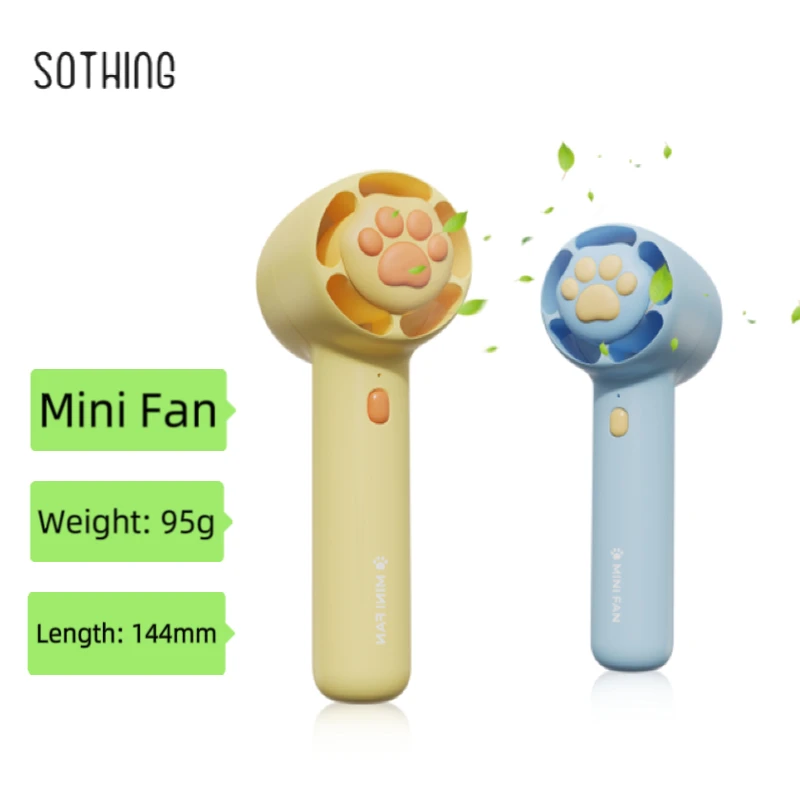 

NEW Youpin Sothing Bcase Cute Cat Paw Handheld Fan 3 Speeds Rechargeable Fan for Desktop Office Outdoor Portable Mini Fan