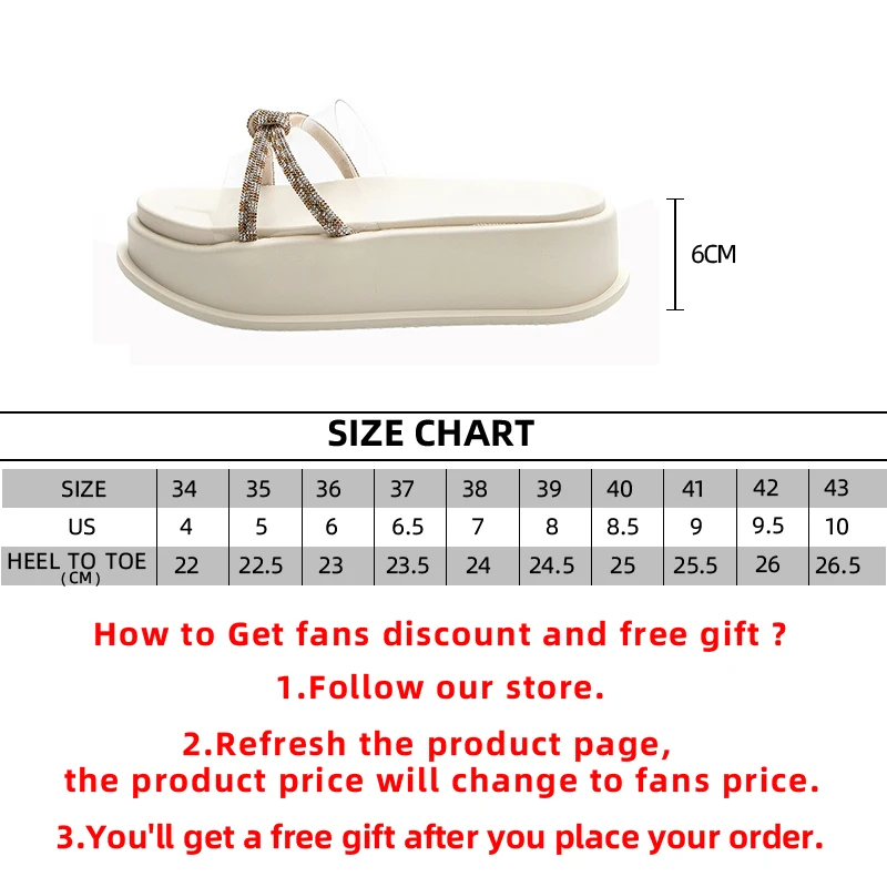 6CM Rhinestones Fashion Roman Sandals Waterproof Platform Sandals Summer Outdoor Slides 2023 New Ladies Shoes Female Shoes