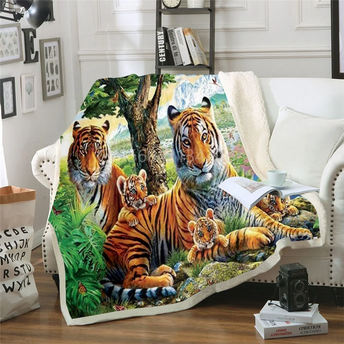 

Blanket Sofa Bed Blanket Super Soft Warm Animal Tiger Tower 3D Print Blanket Cover Fleece Throw Blanket
