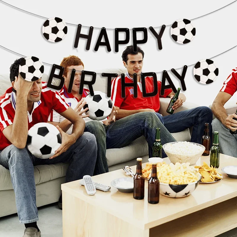 Футбол черный баннер на день рождения Спортивная Тема футбольный игрок товары