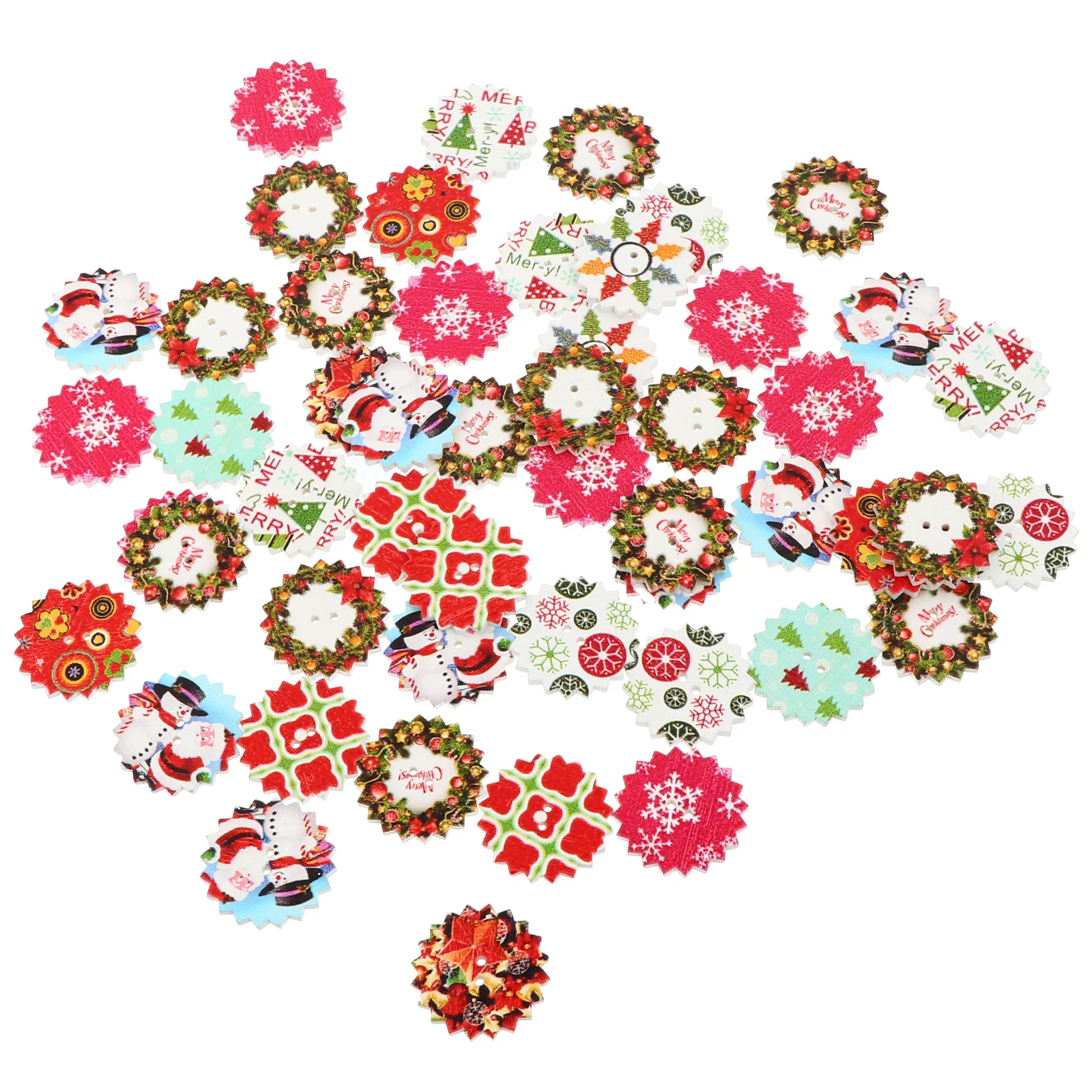 

50Pcs Christmas Buttons Practical DIY Sewing Buttons Wooden Buttons for Store