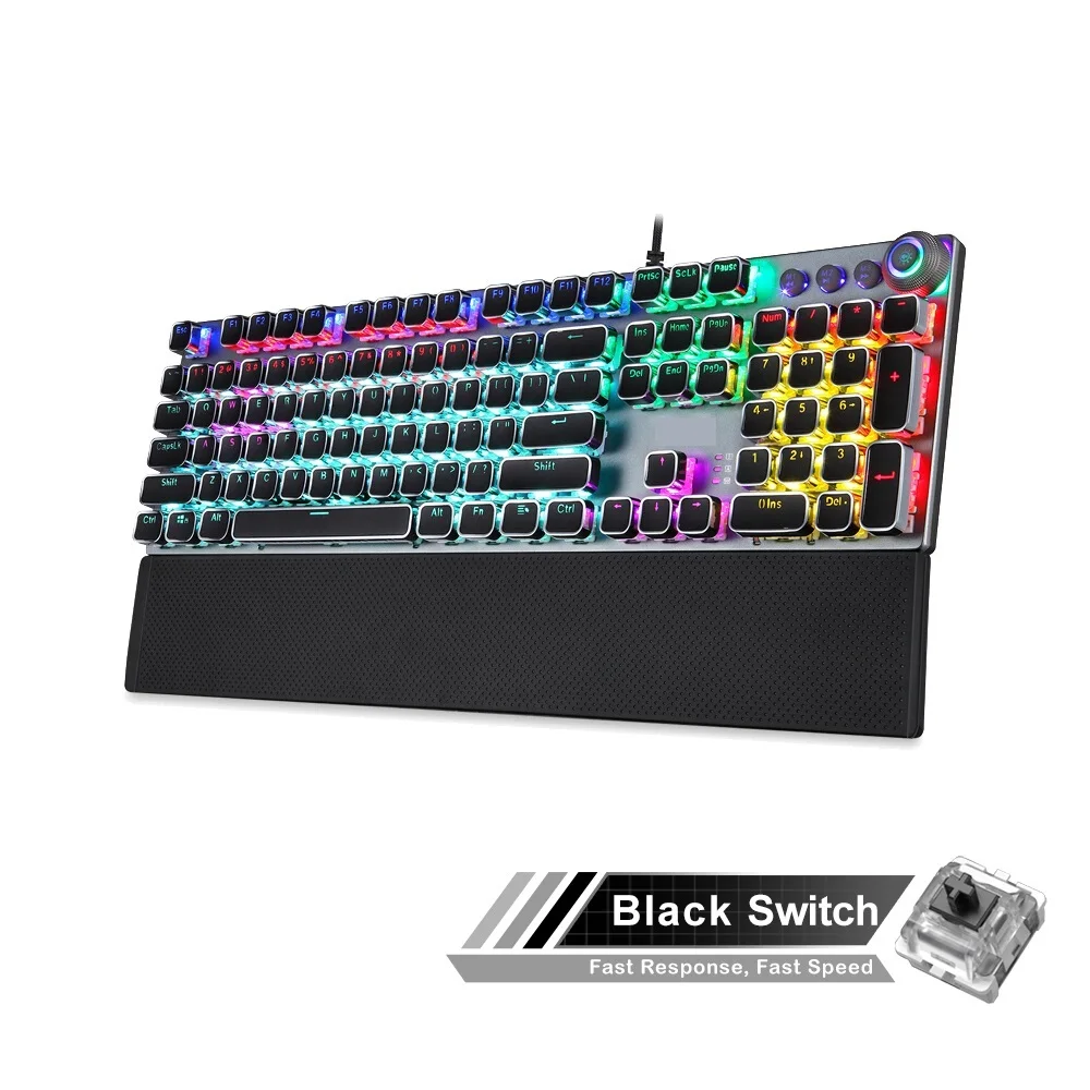

AULA Retro Mechanical Keyboard Blue Red Switch 104 Keys ghosting Wired Backlit Keyboard Gaming for PC Gamer English Version