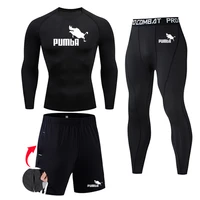 black long underwear winter second skin men compression thermal shirt bottom workout clothing jogging suits for men tracksuit