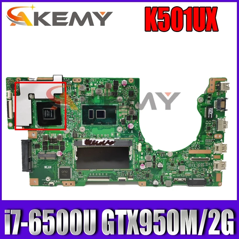 

Материнская плата K501UX 4 Гб ОЗУ i7-6500U ЦП GTX950M/2G V, материнская плата REV 2,0 для ASUS K501UX K501UW K501U K501UB, 100% протестированная Материнская плата ноутбука