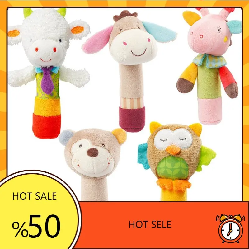 

Baby Rattle Cute Baby Soothing Toys Cartoon Dog Owl Rabbit Bee Animal BB Whistle Stick Hand Bell Rattle Soft Toddler Plush Toys