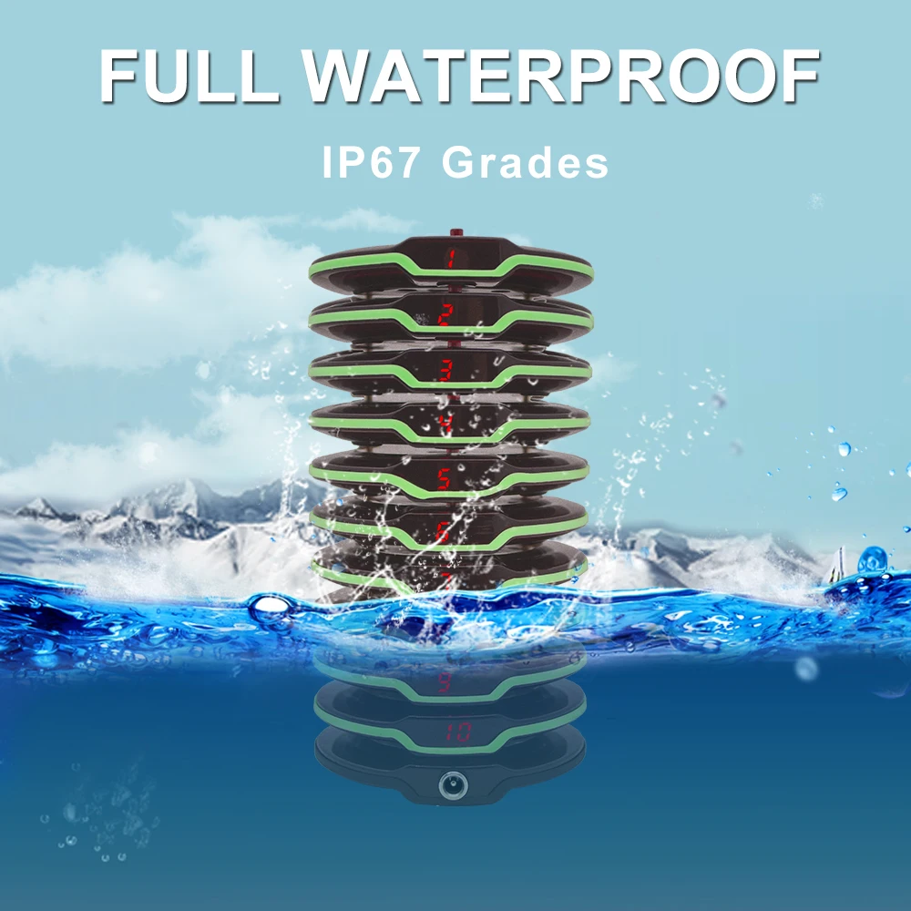 CTPR105 Wireless Waterproof Paging System Waiter Restaurant Calling Buzzer Receiver Pager for Church Nursery Cafe Bar Clinic