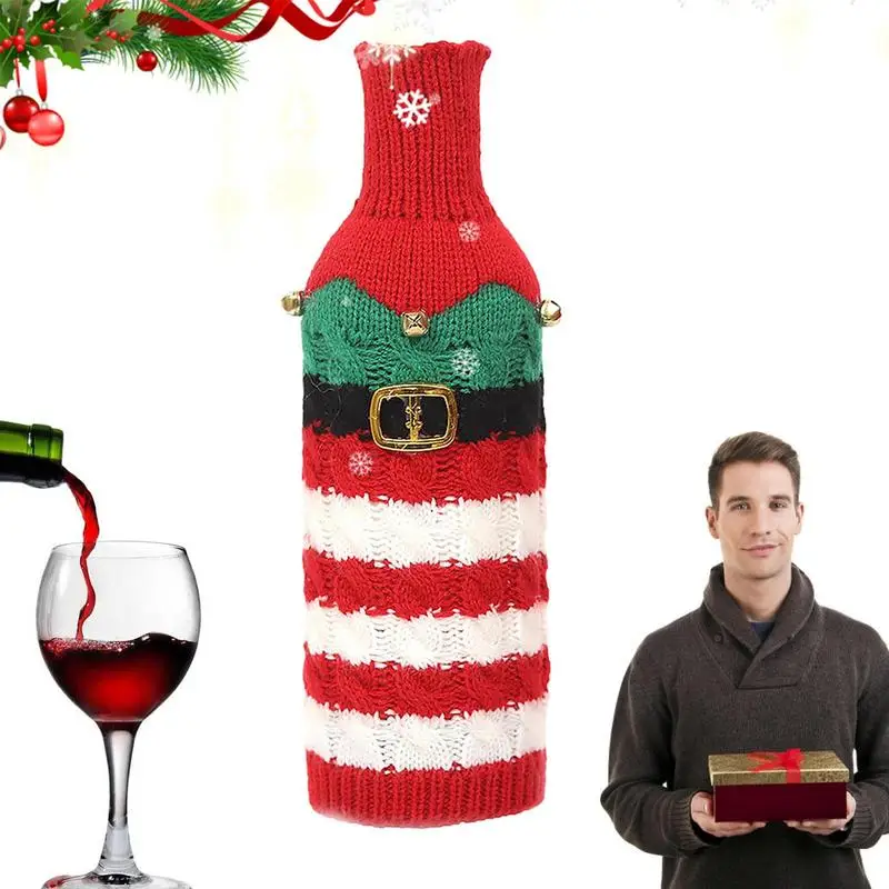 

Рождественские Сумки для винных бутылок, наряд для бутылок, Рождественское украшение для праздничного стола, набор бутылок для шампанского для дома