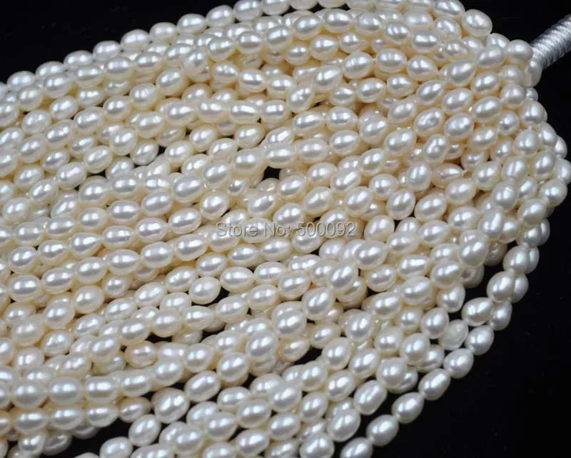 

2022 Wholesale 10 Strands 5mm Rice Freshwater Pearl Loose Beads