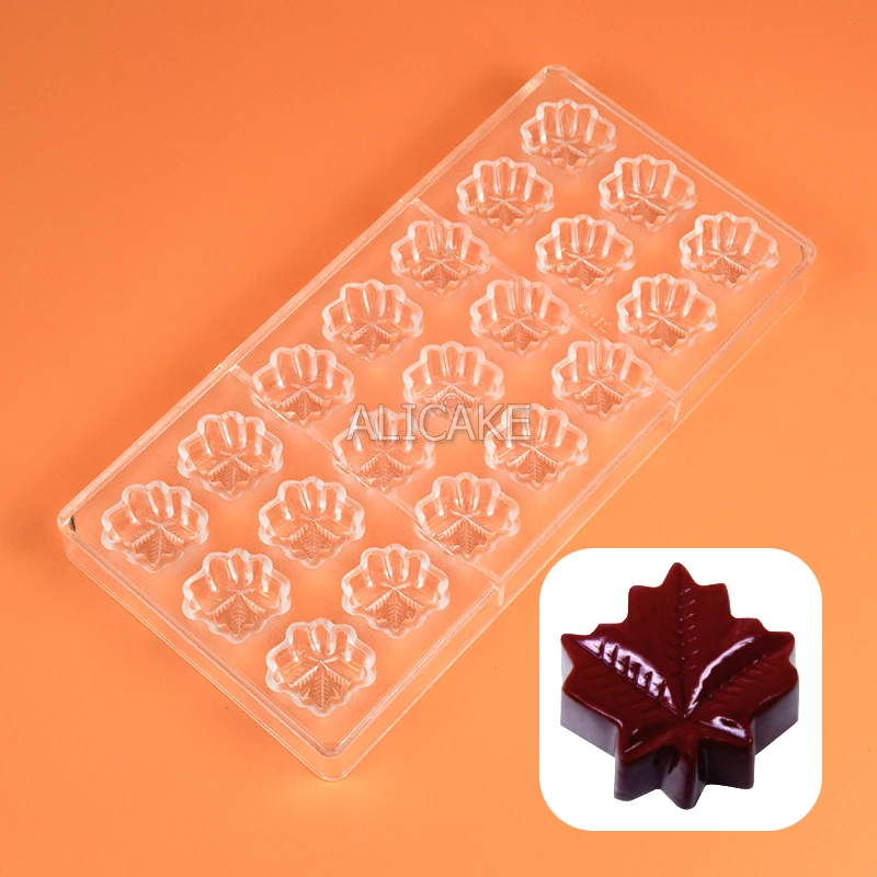 

Новая поликарбонатная форма для шоколада, пластиковые леденцы в Форме Кленового Листа, профессиональный кондитерский поднос для выпечки, и...