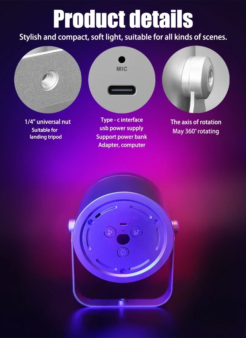 Фото Светодиодный RGB-светильник LUXCEO с 36000 цветами, 1000 лм, с музыкальным режимом, пультом дистанционного управления, изменяющий цвет, для сцены, бара, вечеринок, Хэллоуина №5