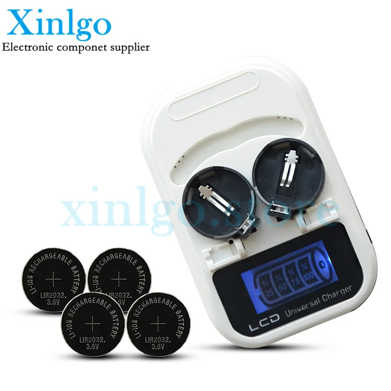 

3.6V Universal Lcd Plug Button Battery Charger LIR2016/LIR2025/LIR2032 Indicator Intelligent 2 Slots