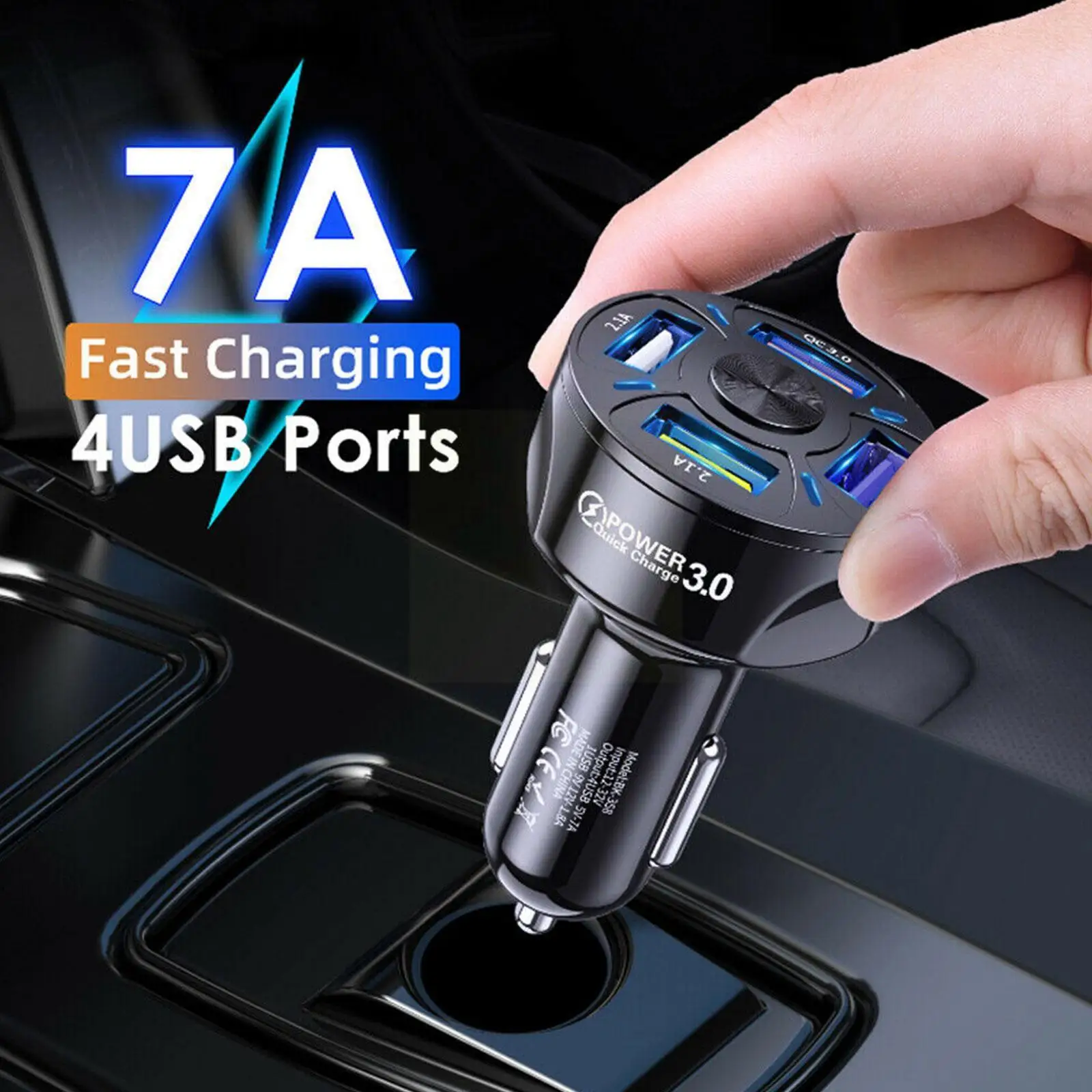 

Car Chargers 4 Ports Fast Charging For iphone Xiaomi Samsung Huawei Universal 4 USB QC3.0 7A Car USB Charger Adapter W7N6