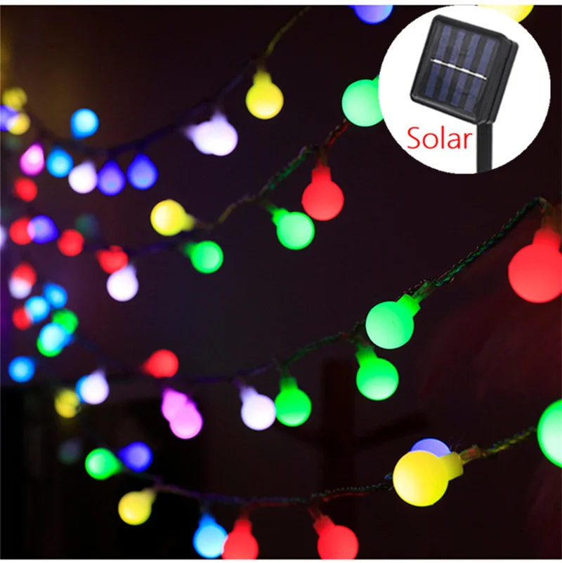 

Светодиодная уличная гирлянда с шариками на солнечной батарее, 50/100