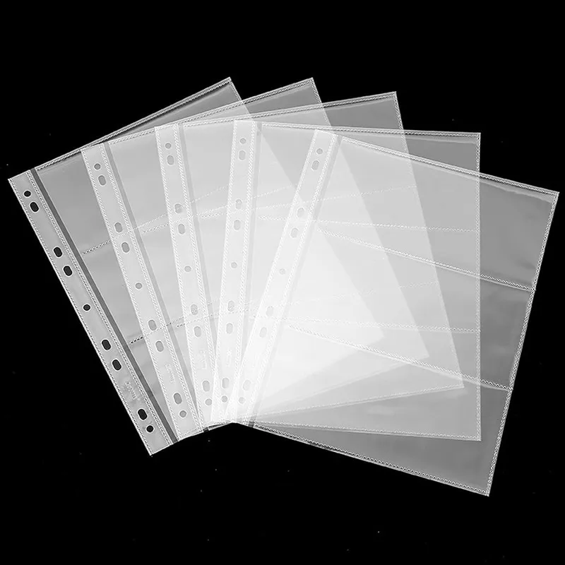 New Money Banknote Paper Money Album Page Collecting Holder Sleeves 3-slot Loose Leaf Sheet Album Protection for Stamps Currency