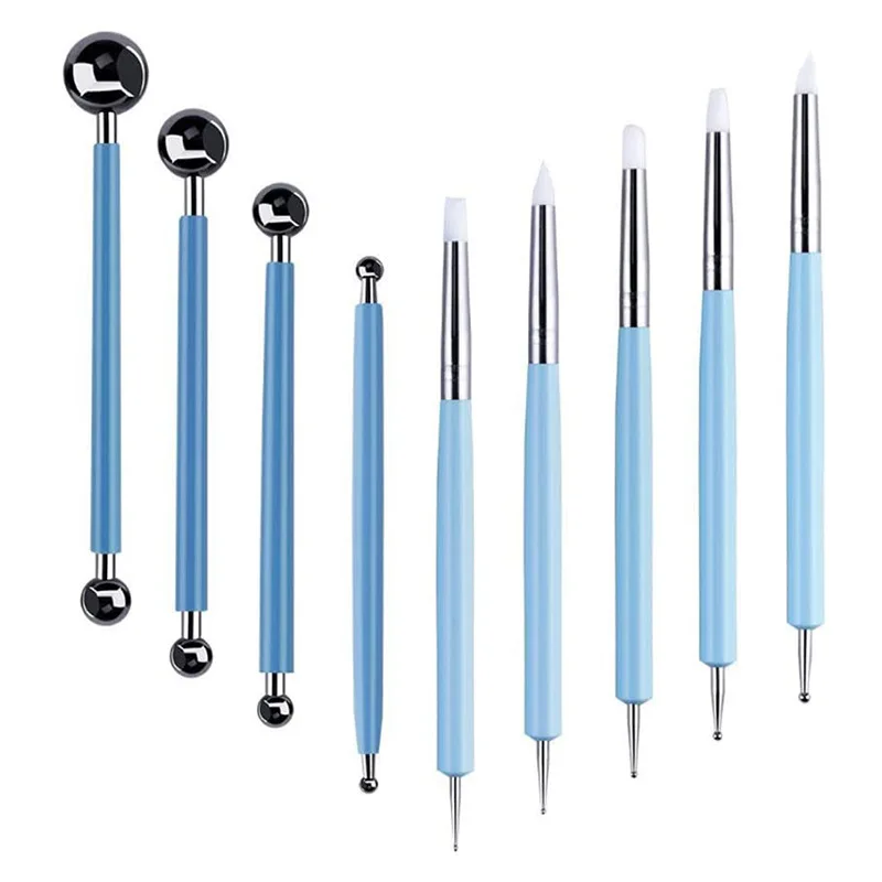 

9pcs Polymer Modeling Clay Sculpting Tools Dotting Pen Ball Stylus Pottery Ceramic Clay Indentation Tools Set for DIY Nail Art