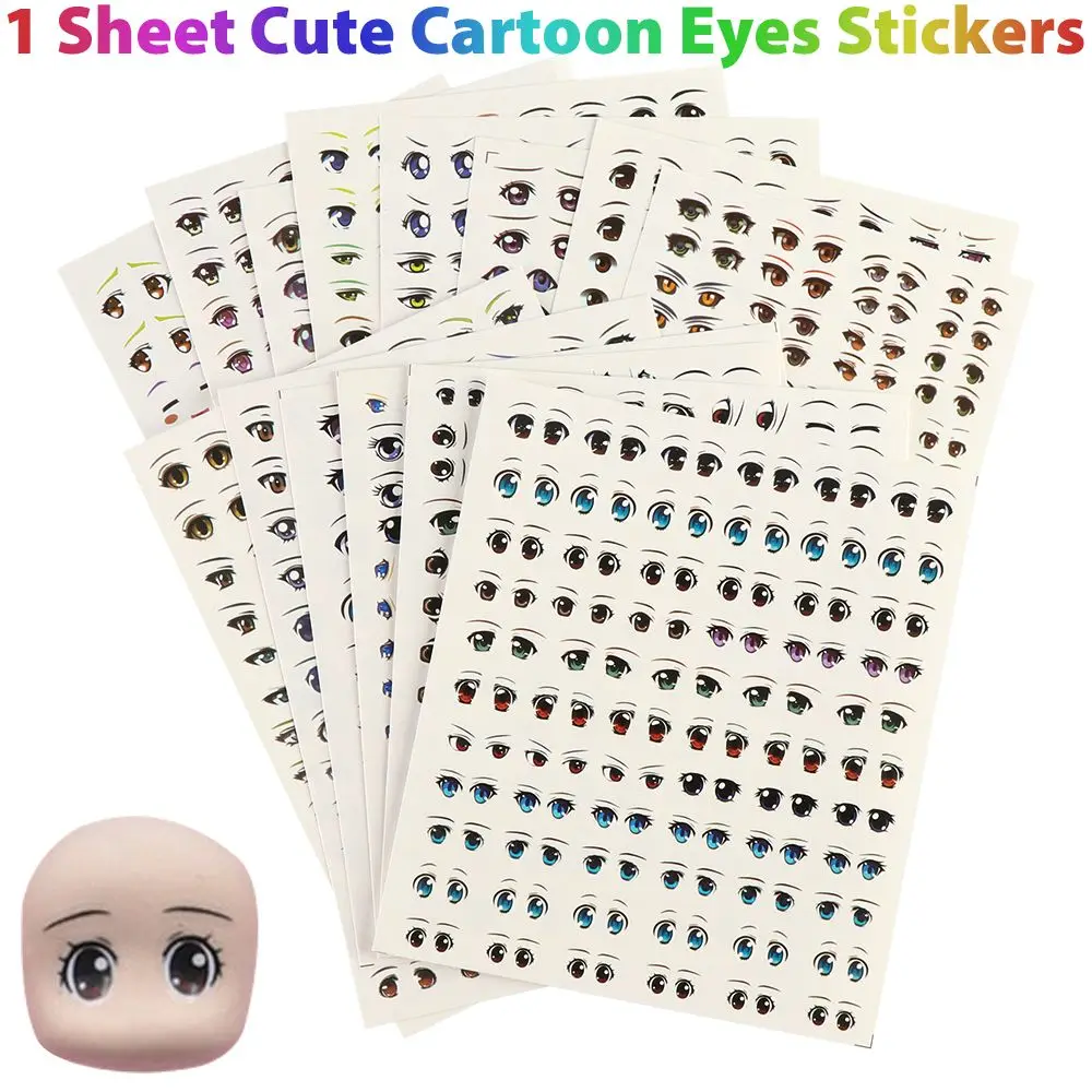 

1 Sheet Cute Cartoon Eyes Stickers Anime Figurine Doll Face Organ Paster Clay Decals DIY Doll Accessories Kids Educational Toys