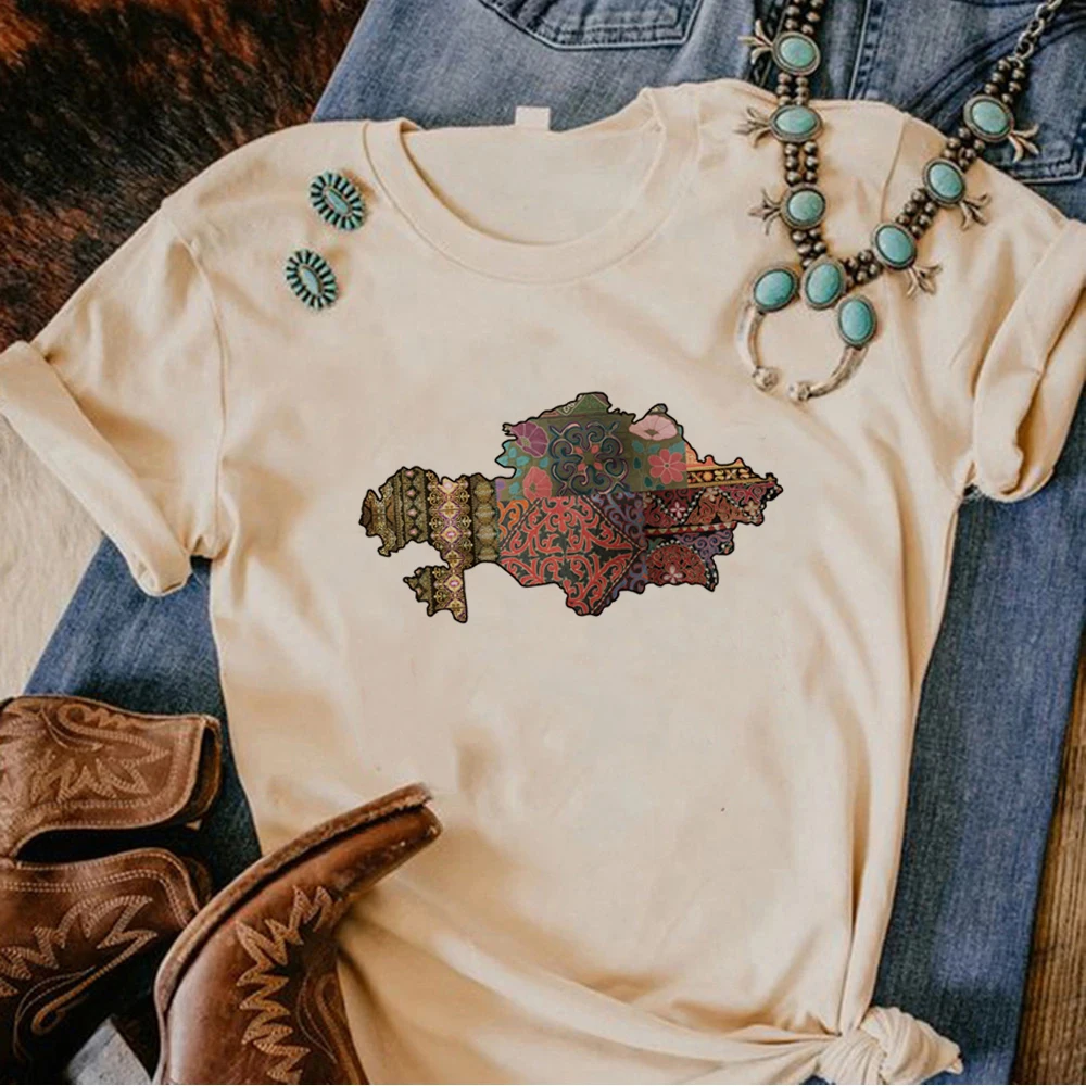 Казахстан женская уличная одежда комикс футболка забавная Одежда для девочек