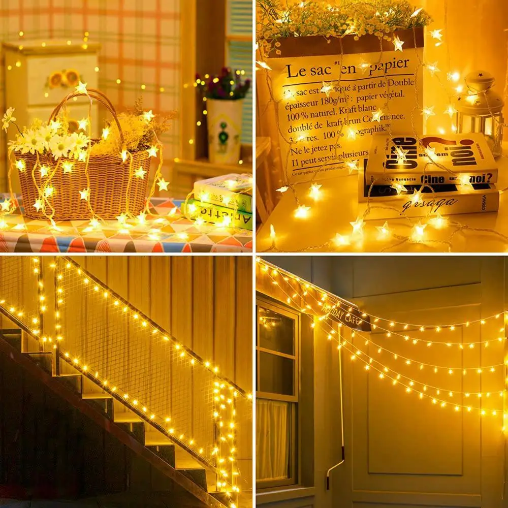 

8-function USB Pearl Five-star Decorative Light String Christmas Party Activity Day Decorative Atmosphere Light String