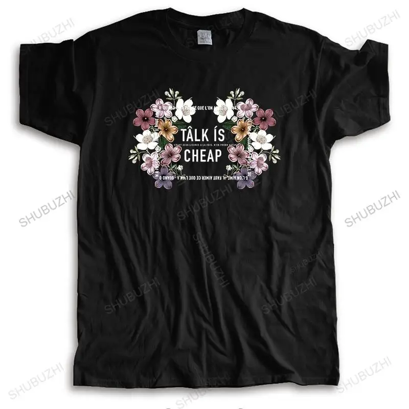 

Male Black streetwear Tshirt luxury cotton T shirt Brand Clothing TALK IS CHEAP summer Fashion Unisex O-neck Teeshirt Euro Size