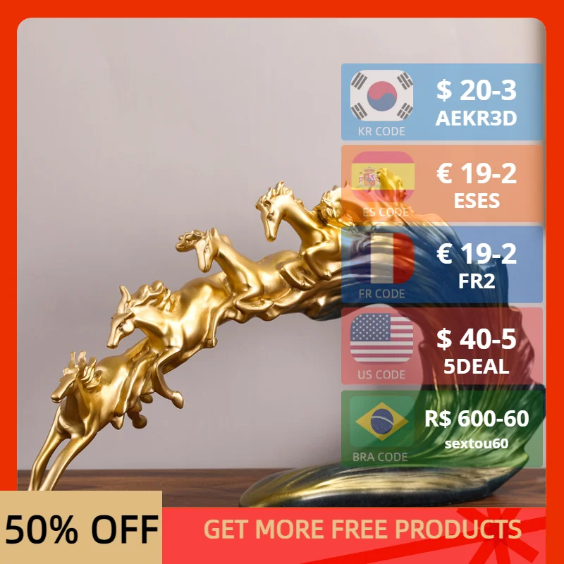 

Luxury Running Horse Statues Sculptures Geometric Animal Decoration Statue Resin Crafts Home Decoration Accessories Gifts