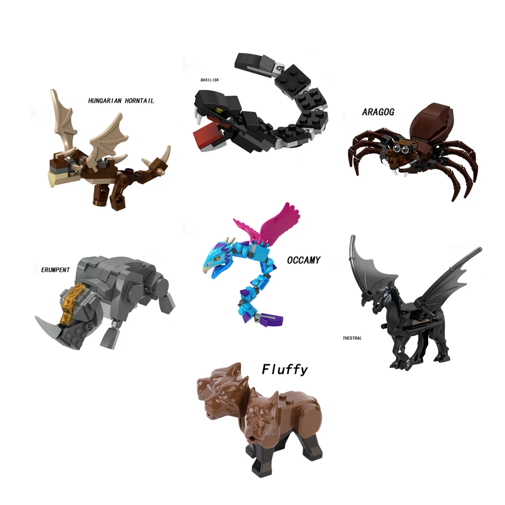 

Disney Magic Movie Fluffy Erumpent Aragog Basilisk Thestral Thunderbird Building Blocks Occamy Hungarian Horntail Bricks Toys
