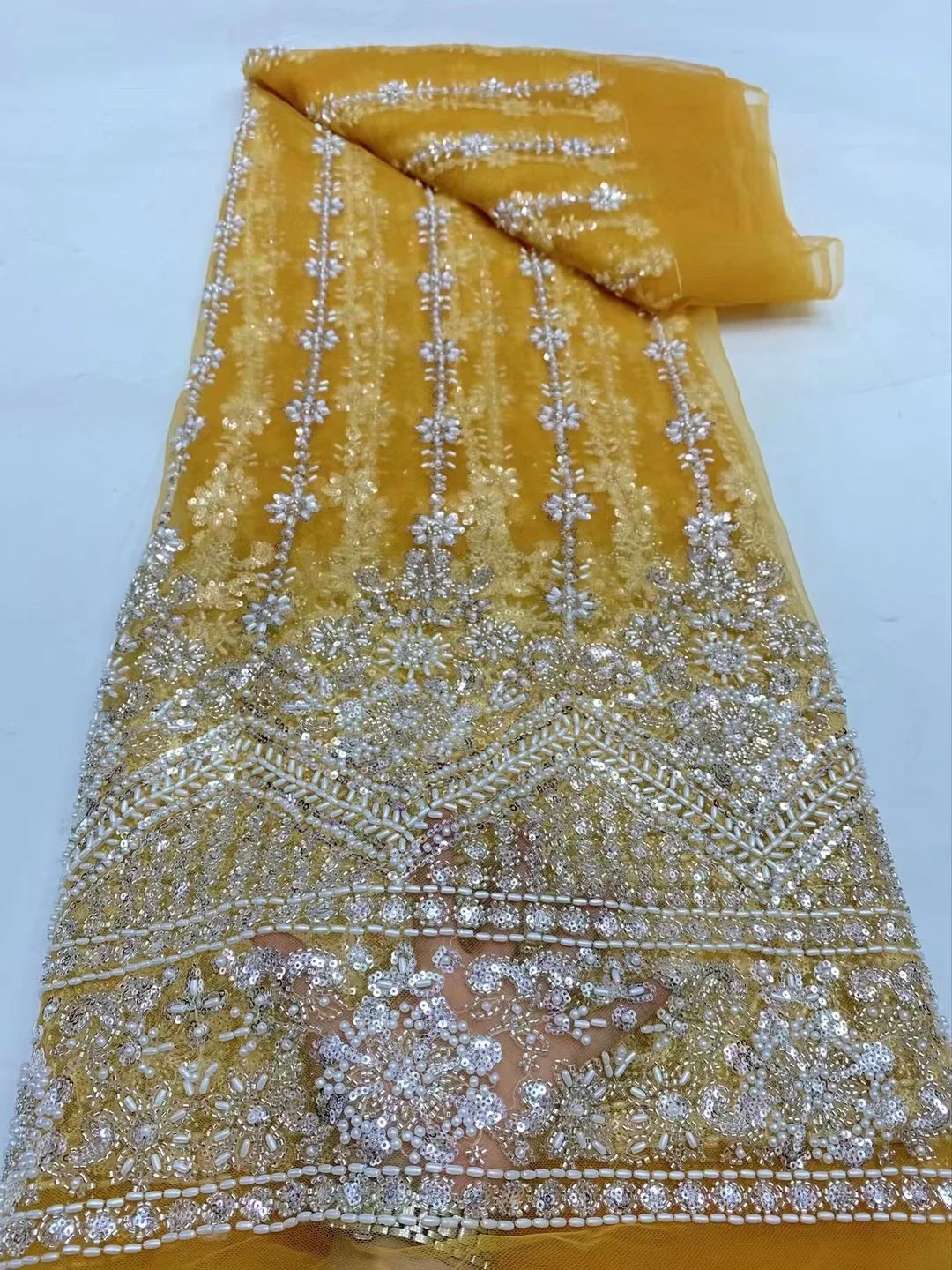 Африканская Тяжелая кружевная ткань 2024 Высококачественная нигерийская